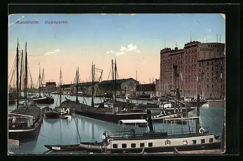 AK Mannheim, Hafenpartie mit der Inspection Mannheim, Lagerhaus