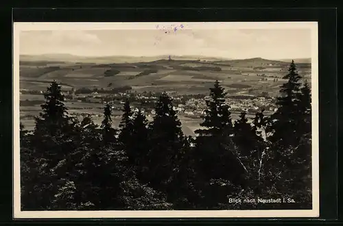 AK Neustadt i. Sa., Totalansicht mit Umgebung, Gasthaus Ungerberg