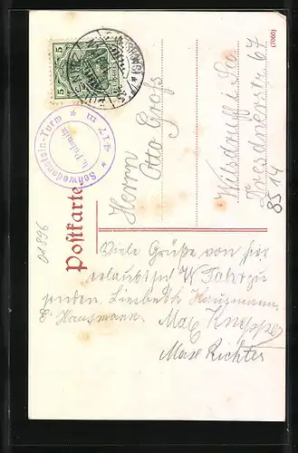 AK Schwedenstein bei Pulsnitz, Flusspartie mit Turm