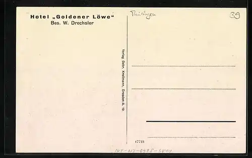 AK Osterburg /Th., Schloss Osterburg, Hotel Goldener Löwe - Strassen- und Innenansicht