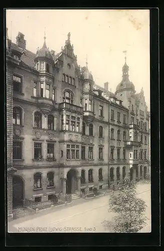 AK München, Blick in die Prinz Ludwig-Strasse 1 und 3