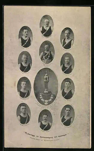 AK Waiblingen, Musterringe der Sportvereinigung 1900, Portraits der Sportler