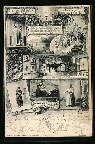 Künstler-AK Bayreuth, Szenen der Wagnerfestspiele, Künstlerheim Cafe Sammet