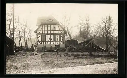 Foto-AK Waiblingen, Durch das Hochwasser entstandene Schäden, 1919