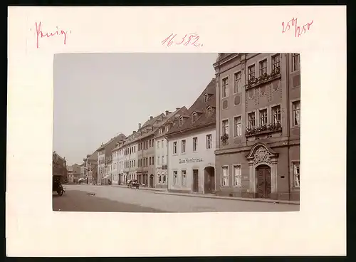 Fotografie Brück & Sohn Meissen, Ansicht Penig, Schlossplatz mit Gasthaus Zum Gambrinus