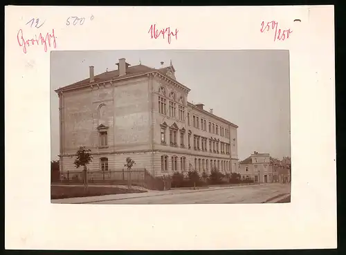 Fotografie Brück & Sohn Meissen, Ansicht Groitzsch, Bürgerschule, Schule, Schulhaus