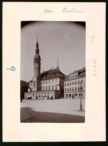 Fotografie Brück & Sohn Meissen, Ansicht Bautzen, Rathaus mit Ladenzeile, Blumenhalle Vietze, Schuhwaren Paul Pachaly