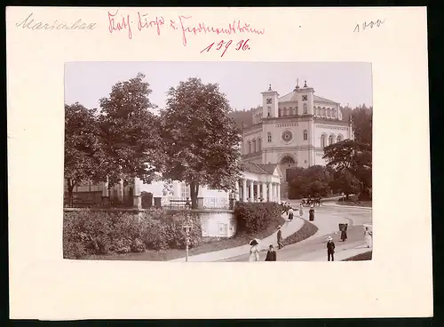 Fotografie Brück & Sohn Meissen, Ansicht Marienbad, Katholische Kirche & Ferdinandsbrunn