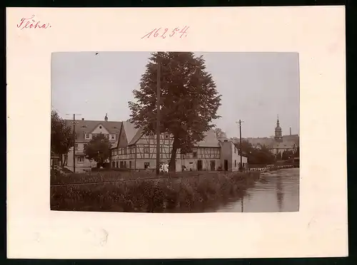 Fotografie Brück & Sohn Meissen, Ansicht Flöha, Fachwerkhaus am Mühlgraben