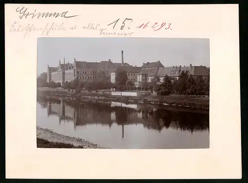 Fotografie Brück & Sohn Meissen, Ansicht Grimma, Fürstenschule & altes Seminar am Ufer der Mulde