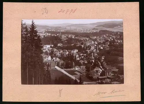Fotografie Brück & Sohn Meissen, Ansicht Sebnitz i. Sa., Ortsansicht mit Fabrik und Wohnhäusern