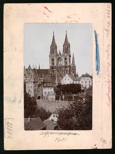 Fotografie Brück & Sohn Meissen, Ansicht Meissen i. Sa., Blick auf Wagner`s Weinschänke und Burgbrücke, Burgtor, Dom