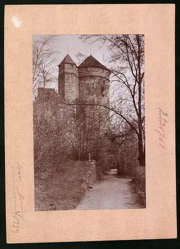 Fotografie Brück & Sohn Meissen, Ansicht Stolpen i. Sa., Blick auf das Schloss mit Turm