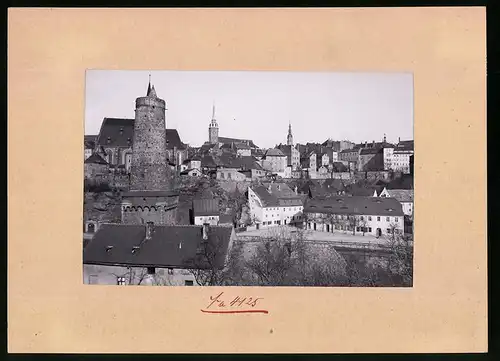 Fotografie Brück & Sohn Meissen, Ansicht Bautzen, Blick in die Fischergasse, alte Wasserkunst, Michaeliskirche