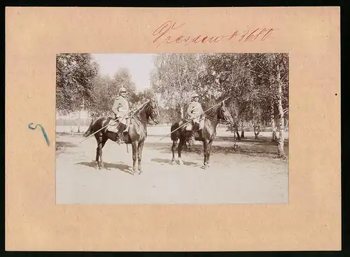 Fotografie Brück & Sohn Meissen, Ansicht Dresden, Königlich Sächsisches Gardereiter-Regiment zu Pferde mit Lanzen