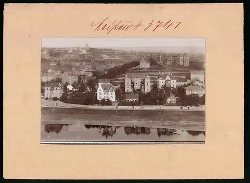 Fotografie Brück & Sohn Meissen, Ansicht Meissen i. Sa., Blick auf die Ortsteile Niederfähre und Zscheila