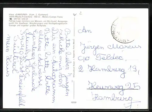 AK Mauls-Freienfeld, Pension Haus Ganterer, Ortsansicht vor Bergpanorama, Pool, Gastraum