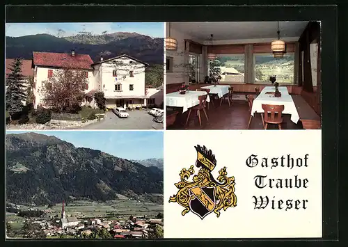 AK Stilfes bei Freienfeld, Gasthaus Traube, Innenschau, Ortsansicht, Wappen