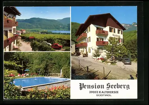 AK Kaltersee, Pension Seeberg, Haus mit Bergpanorama, Schwimmbad