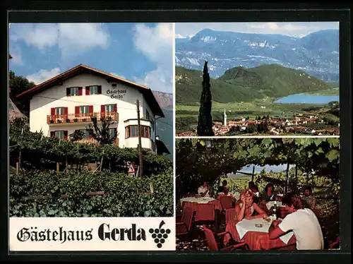 AK Kaltern an der Weinstrasse, Gasthof Gerda, Schwimmbad, Gartenlaube