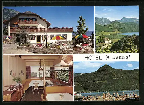 AK Kaltern a. d. Weinstrasse, Hotel Alpenhof, Badeurlauber, Gastraum