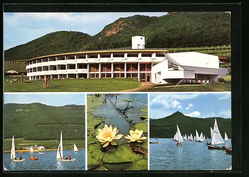 AK Kaltersee, Das Seehotel, Segelboote vor den Bergen