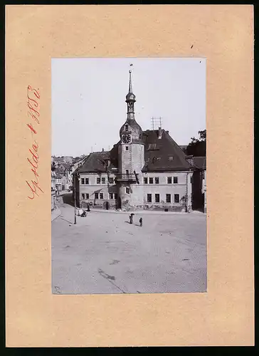 Fotografie Brück & Sohn Meissen, Ansicht Apolda, Platz mit dem Rathaus, Briefkasten