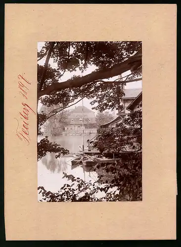 Fotografie Brück & Sohn Meissen, Ansicht Freiberg i. Sa., Ruderboote am Kreuzteich