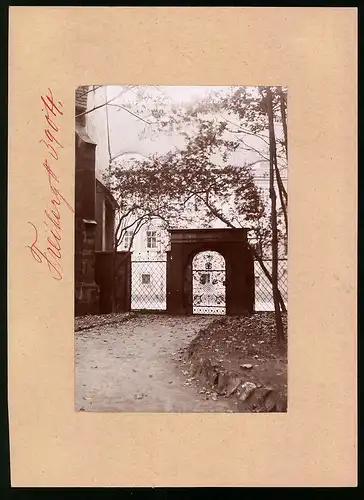 Fotografie Brück & Sohn Meissen, Ansicht Freiberg i. Sa., Eingangstor auf dem alten Domfriedhof