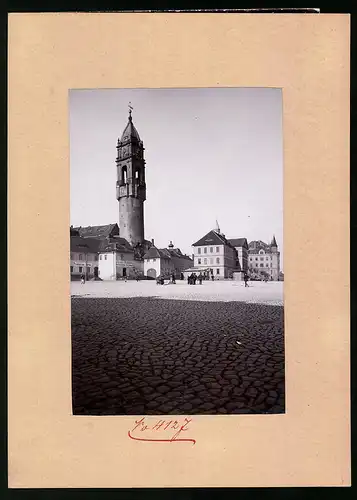 Fotografie Brück & Sohn Meissen, Ansicht Bautzen, Blick auf den Kornmarkt mit Reichenturm und alte Kaserne