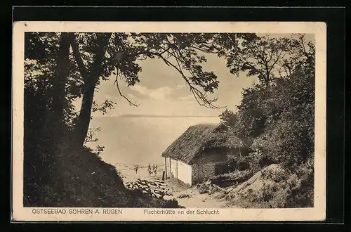 AK Göhren /Rügen, Fischerhütte an der Schlucht