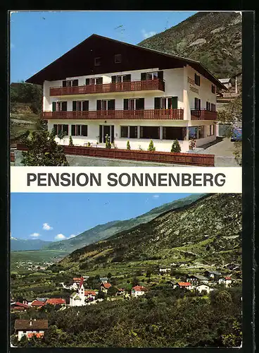 AK Vezzan /Vinschgau, Pension Sonnenberg, Gesamtansicht des Ortes