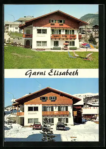 AK Wolkenstein /Gröden, Garni Elisabeth im Sommer und im Winter