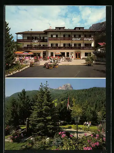 AK Wolkenstein /Gröden, Hotel Dorfer, Blick vom Garten