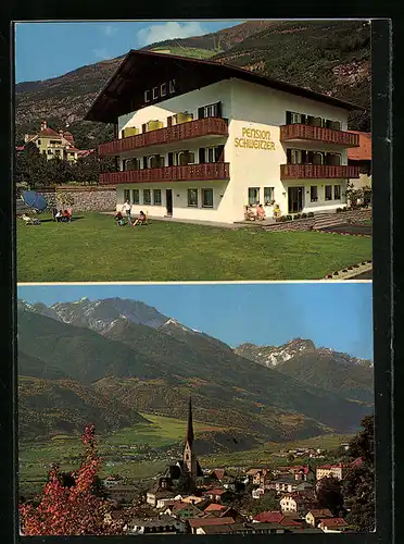 AK Schlanders /Vinschgau, Pension-Garni Schweitzer, Ortsansicht