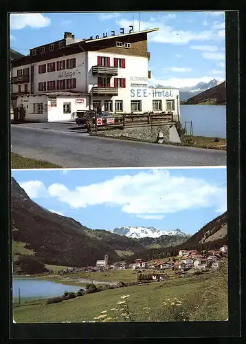 AK Reschen /Vinschgau, See-Hotel, Ortsansicht