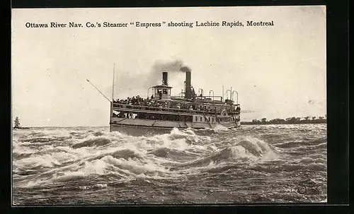 AK Montreal, Ottawa River Nav. Co`s Steamer Empress shooting Lachine Rapids