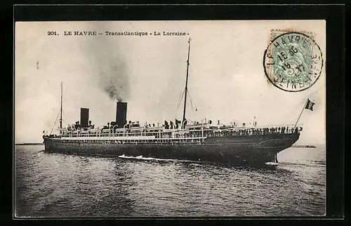 AK Le Havre, Transatlantique La Lorraine, Passagierschiff
