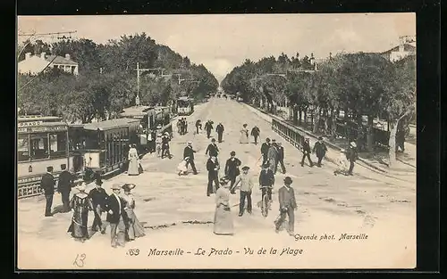 AK Marseille, Le Prado vu de la plage