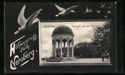 AK Wiesbaden, Tempel auf dem Neroberg