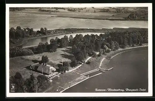 AK Teterow-Wendenkrug, Die Burgwall-Insel aus der Vogelschau