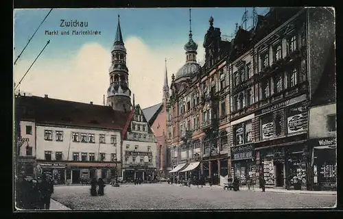 AK Zwickau, Markt, Marienkirche