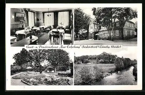 AK Soderstorf bei Harburg, Gasthaus Zur Erholung, Innen- und Aussenanlage