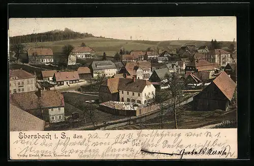 AK Ebersbach /Sa., Teilansicht aus der Vogelschau