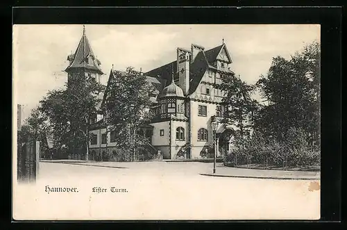 AK Hannover, Lister Turm von der Strasse gesehen
