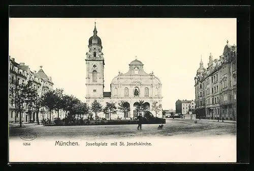 AK München, Josefsplatz mit St. Josefskirche