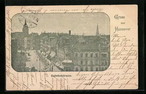 AK Hannover, Bahnhofstrasse aus der Vogelschau