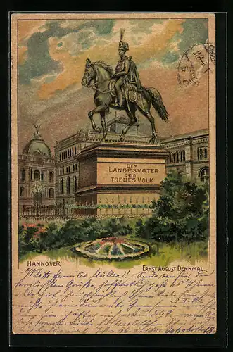 Lithographie Hannover, Ernst August Denkmal