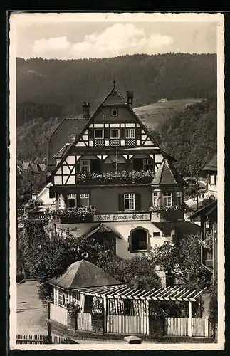 AK Alpirsbach /Schwarzw., Hotel Löwen-Post aus der Vogelschau