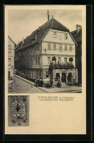 AK Schmalkalden /Th., Lutherhaus mit Hauswappen